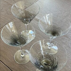 Pier 1 retired purple crackle martini glasses, set of four.